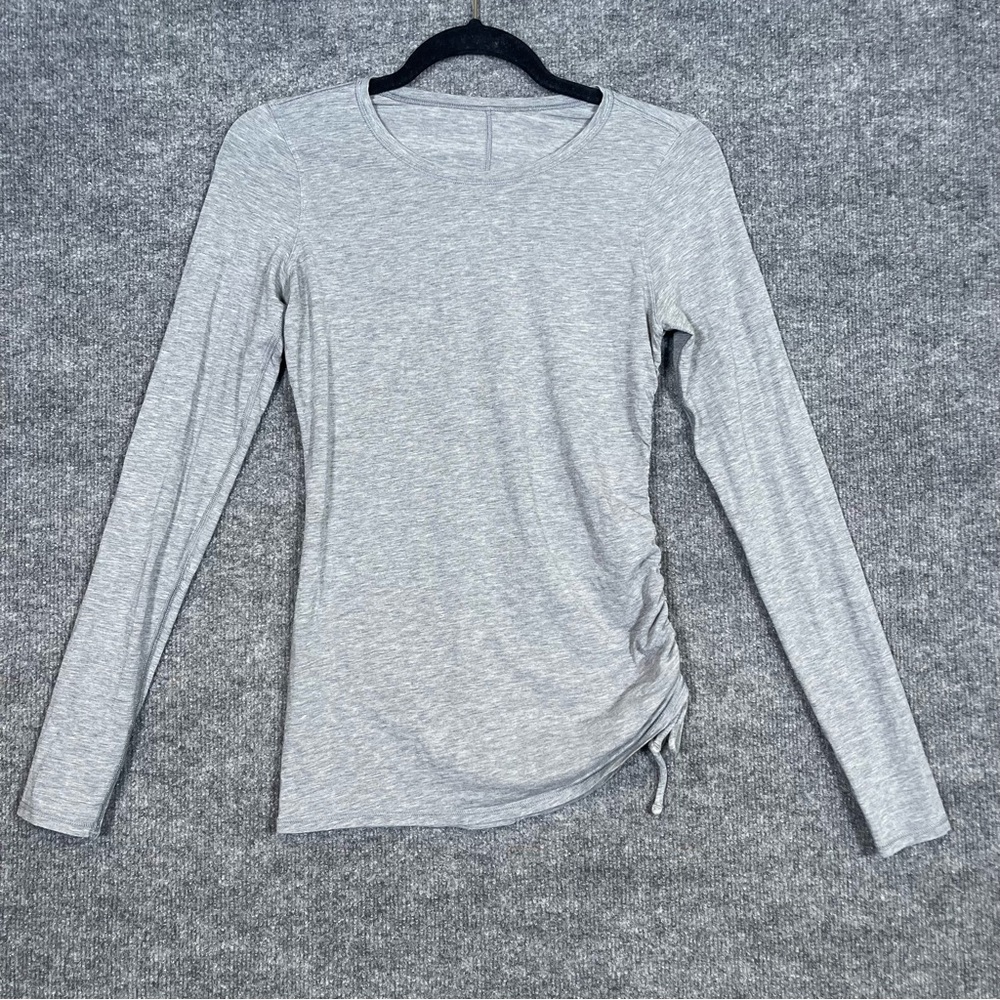 Lululemon Cinch It Long‎ Sleeve Tee Womens Medium Gray Heathered Active Stretchy